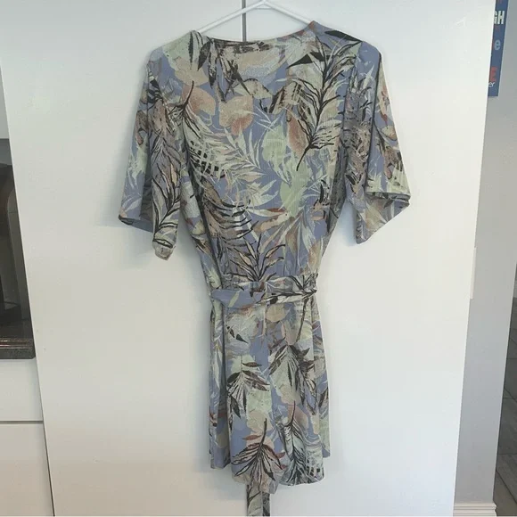 Garcia blue floral belted Romper Dress,  Size S - Picture 4 of 8
